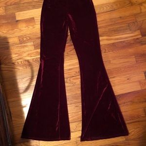Red velvet bell bottoms